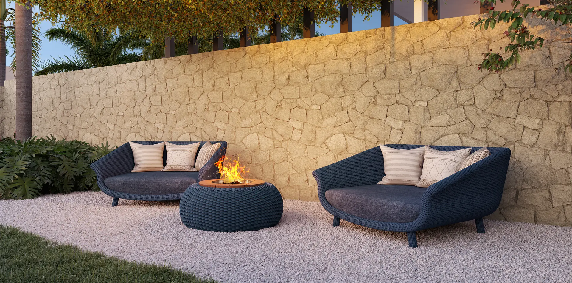 Espaço zen com fire place — Residencial Maziero Lançamento em Betel Paulínia